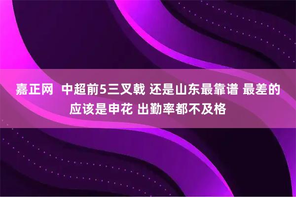 嘉正网  中超前5三叉戟 还是山东最靠谱 最差的应该是申花 出勤率都不及格